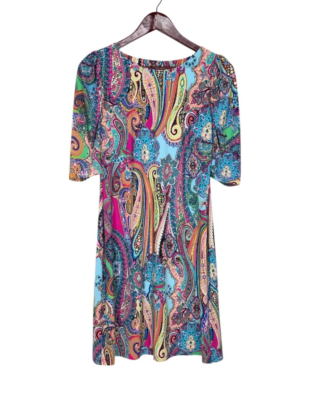 Tommy Hilfiger Vibrant Multicolored Paisley Print Half Sleeve Mini Shift Dress